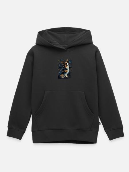 Papillon Hund Starry Night - Kinder Premium Organic Hoodie - Schwarz