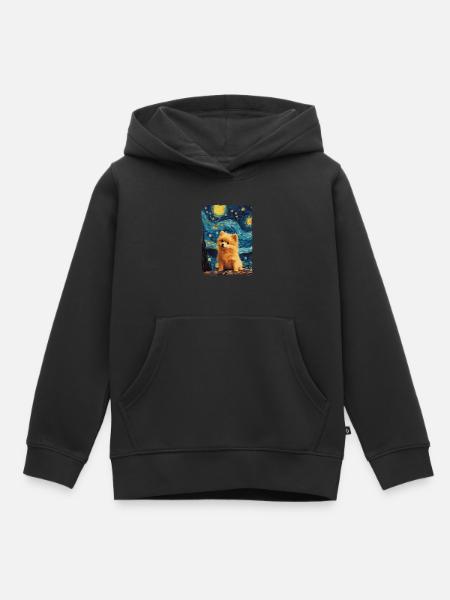 Zwergspitz Starry Night - Kinder Premium Organic Hoodie - Schwarz