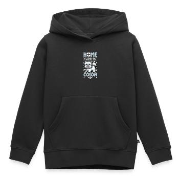 Accueil - Coton de Tuléar - Sweat Premium à capuche enfant bio - noir - Devant - AI Model Kid Male (0cm)