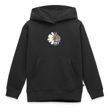 Je peux tout faire à travers la fleur de marguerite du Christ - Sweat Premium à capuche enfant bio - noir - Devant - AI Model Kid Male (0cm)