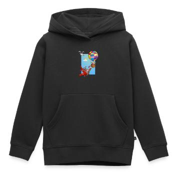 Girl in a hot air balloon and a red airplane - Kids Premium Organic Hoodie - black - Front - AI Model Kid Male (0cm)