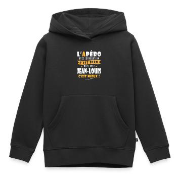 Jean-louis cadeau Humour cadeau jean louis - Sweat Premium à capuche enfant bio - noir - Devant - AI Model Kid Male (0cm)