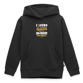 Jean-françois cadeau cadeau jean françois - Sweat Premium à capuche enfant bio - noir - Devant - AI Model Kid Male (0cm)