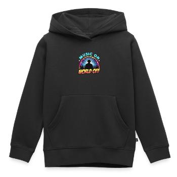 Disc Jockey Music On World Turntable Disc Jockeys - Kinder Premium Organic Hoodie - Schwarz - Vorne - AI Model Kid Male (0cm)