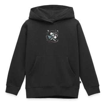 Chat, Astronaute, Astronomie, Système Solaire Externe - Sweat Premium à capuche enfant bio - noir - Devant - AI Model Kid Male (0cm)