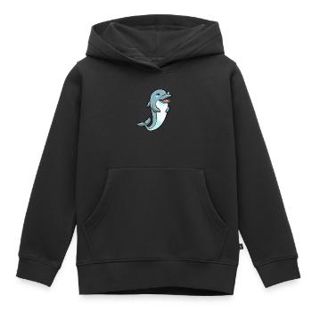 Émoticône de dauphin - Sweat Premium à capuche enfant bio - noir - Devant - AI Model Kid Male (0cm)