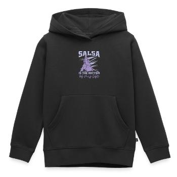Danse salsa La salsa est le rythme de la musique Mambo - Sweat Premium à capuche enfant bio - noir - Devant - AI Model Kid Male (0cm)