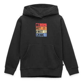 Oh Hey 1st Grade Retro School Enrollment Girl Boy - Kids Premium Organic Hoodie - black - Front - AI Model Kid Male (0cm)