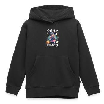 Douce sorcière enfin 5 - Sweat Premium à capuche enfant bio - noir - Devant - AI Model Kid Male (0cm)