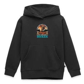 Boxeur allemand LES GENS CHANCEUX ONT UN BOXER - Sweat Premium à capuche enfant bio - noir - Devant - AI Model Kid Male (0cm)