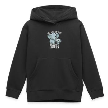 Annonce de la prochaine génération | Je vais être un grand frère en 2025 - Sweat Premium à capuche enfant bio - noir - Devant - AI Model Kid Male (0cm)