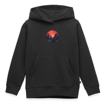 Sunset Forest Silhouette Outdoor Retro 80s Vibe - Kinder Premium Organic Hoodie - Schwarz - Vorne - AI Model Kid Male (0cm)