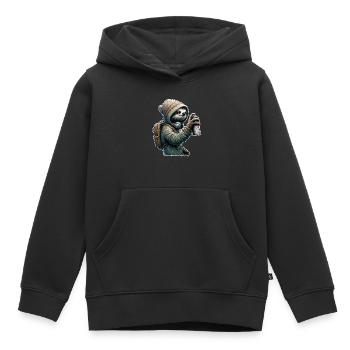 Sloth Graffiti Sprayer Street Art - Kids Premium Organic Hoodie - black - Front - AI Model Kid Male (0cm)