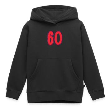 60. 60 ANS. 60e ANNIVERSAIRE. ANNIVERSAIRE 60 ANS. - Sweat Premium à capuche enfant bio - noir - Devant - AI Model Kid Male (0cm)
