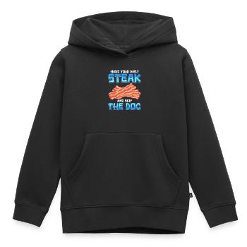 Anti-végétarien Prenez votre steak quotidien Évitez le doc - Sweat Premium à capuche enfant bio - noir - Devant - AI Model Kid Male (0cm)