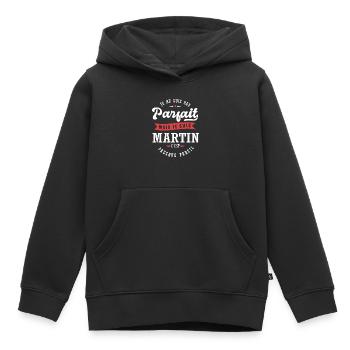 Martin Parfait Cadeau prenom martin - Sweat Premium à capuche enfant bio - noir - Devant - AI Model Kid Male (0cm)