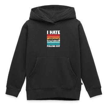 Drôle de capitaine de bateau se retirant - Sweat Premium à capuche enfant bio - noir - Devant - AI Model Kid Male (0cm)