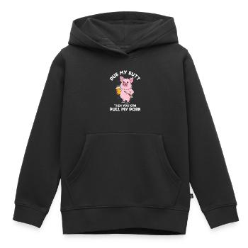 Mangeur de viande FROTTEZ-MOI LES FESSES Puis TIREZ MON PORC - Sweat Premium à capuche enfant bio - noir - Devant - AI Model Kid Male (0cm)