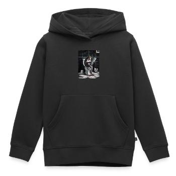 Affe Toilette lesen Zeitung Geschenk - Kinder Premium Organic Hoodie - Schwarz - Vorne - AI Model Kid Male (0cm)