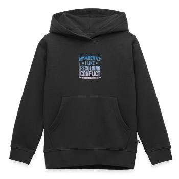 Apparemment, j’aime résoudre les conflits 4 - Sweat Premium à capuche enfant bio - noir - Devant - AI Model Kid Male (0cm)