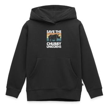 Speichern Sie Die Molligen Einhörner Fat Rino - Kinder Premium Organic Hoodie - Schwarz - Vorne - AI Model Kid Male (0cm)