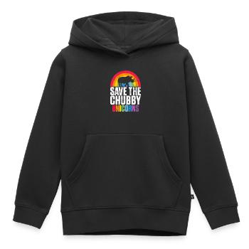 Speichern Sie Die Molligen Einhörner Fat Rino - Kinder Premium Organic Hoodie - Schwarz - Vorne - AI Model Kid Male (0cm)