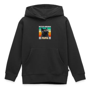 BRITISCH KURZHAAR KATZENPAPA Britisch Kurzhaar - Kinder Premium Organic Hoodie - Schwarz - Vorne - AI Model Kid Male (0cm)