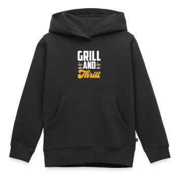 Grillades Barbecue Grillades de fête Barbecue professionnel - Sweat Premium à capuche enfant bio - noir - Devant - AI Model Kid Male (0cm)