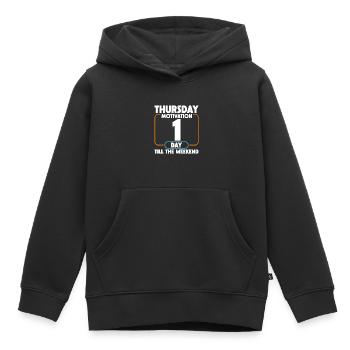 Motivation du jeudi, 1 jour jusqu’au week-end 4 - Sweat Premium à capuche enfant bio - noir - Devant - AI Model Kid Male (0cm)