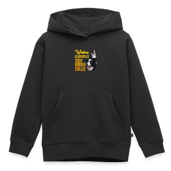 Hundebesitzer WAHRE GLÜCKSPILZE HABEN EINEN BORDER - Kinder Premium Organic Hoodie - Schwarz - Vorne - AI Model Kid Male (0cm)