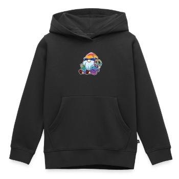 Gnome de la paix Gnome Nains LGBTQ+ - Sweat Premium à capuche enfant bio - noir - Devant - AI Model Kid Male (0cm)