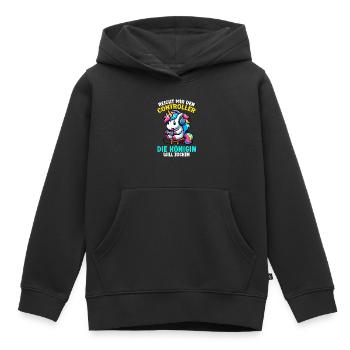 Elle me tend la manette, la reine veut jouer - Sweat Premium à capuche enfant bio - noir - Devant - AI Model Kid Male (0cm)