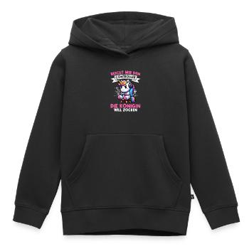 Elle me tend la manette, la reine veut jouer - Sweat Premium à capuche enfant bio - noir - Devant - AI Model Kid Male (0cm)