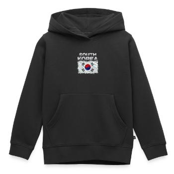 Corée du Sud - Sweat Premium à capuche enfant bio - noir - Devant - AI Model Kid Male (0cm)