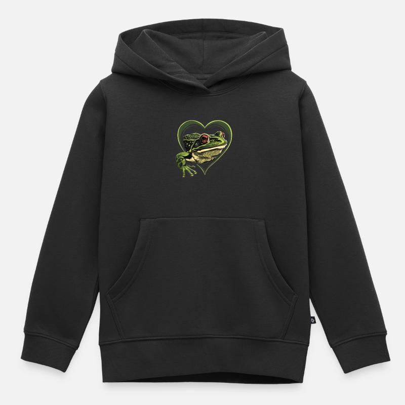 Grenouille - Sweat Premium à capuche enfant bio - noir