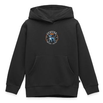 Café et dentelle bleue - Sweat Premium à capuche enfant bio - noir - Devant - AI Model Kid Male (0cm)