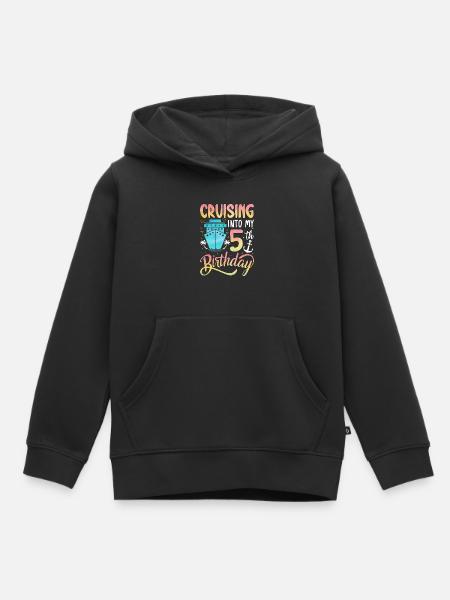 Cruising Into My 5th Birthday - Kids Premium Organic Hoodie - black