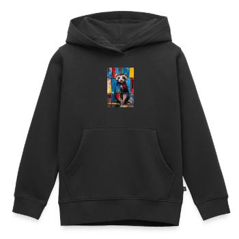 Furet - Sweat Premium à capuche enfant bio - noir - Devant - AI Model Kid Male (0cm)