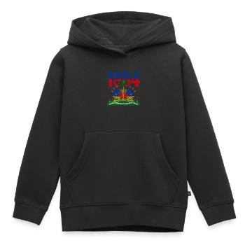 Haïti - Sweat Premium à capuche enfant bio - noir - Devant - AI Model Kid Male (0cm)