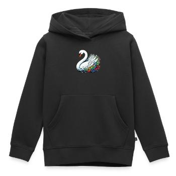 Cygne - Sweat Premium à capuche enfant bio - noir - Devant - AI Model Kid Male (0cm)