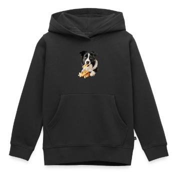 Border Collie - Sweat Premium à capuche enfant bio - noir - Devant - AI Model Kid Male (0cm)