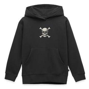 Drapeau pirate Crâne avec des os - Sweat Premium à capuche enfant bio - noir - Devant - AI Model Kid Male (0cm)