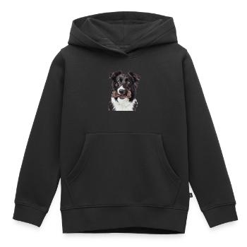 Border Collie - Sweat Premium à capuche enfant bio - noir - Devant - AI Model Kid Male (0cm)