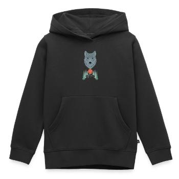 love dog head graphic in nature in the forest - Kids Premium Organic Hoodie - black - Front - AI Model Kid Male (0cm)