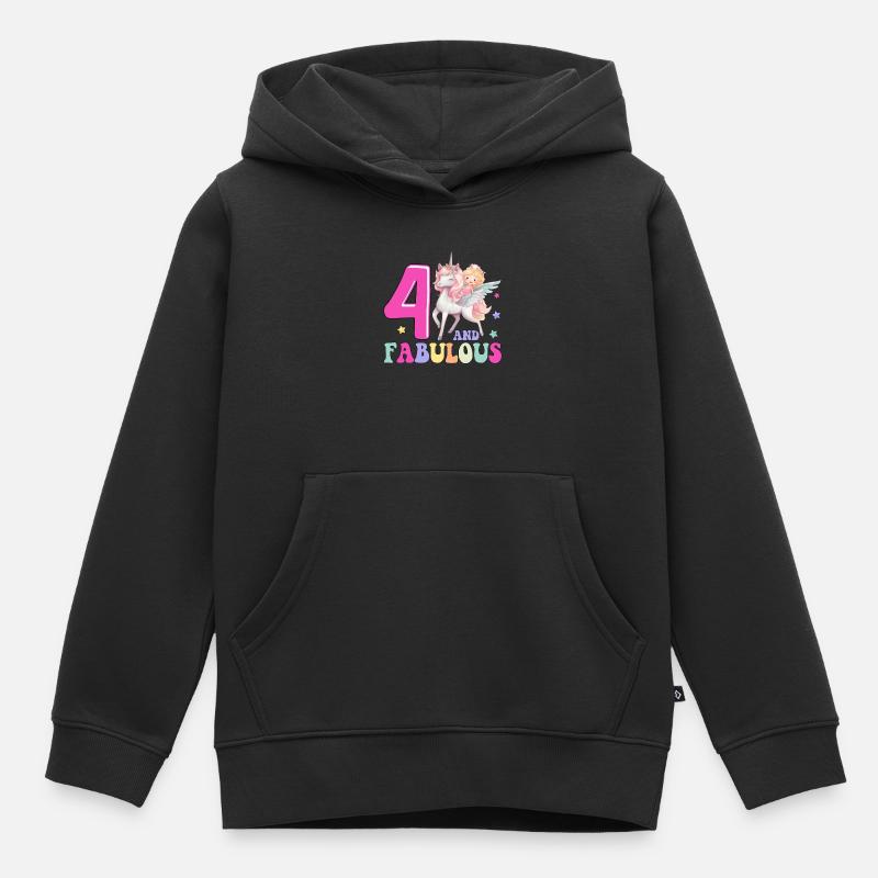 4 Et fabuleux - Sweat Premium à capuche enfant bio - noir