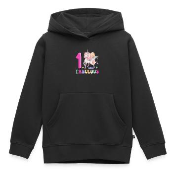 1 And Fabulous - Kids Premium Organic Hoodie - black - Front - AI Model Kid Male (0cm)