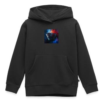 Accordéon - Sweat Premium à capuche enfant bio - noir - Devant - AI Model Kid Male (0cm)