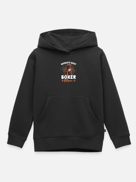 Boxer Chien Groovy Boxer Maman - Sweat Premium à capuche enfant bio - noir