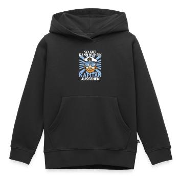 Capitaine à voile Dire bateau Voilier Capitaine - Sweat Premium à capuche enfant bio - noir - Devant - AI Model Kid Male (0cm)