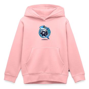 Edler Hai im Smoking-Vektor-Design - Kinder Premium Organic Hoodie - Rosa - Vorne - AI Model Kid Female (0cm)